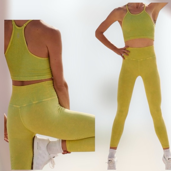 FP Movement by Free People Pants - Free People Movement High-Rise 7/8 Length Happiness Runs Leggings Chartreuse